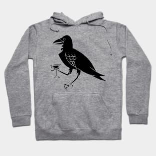 Raven Crow with Martini Glass goth witch Hoodie